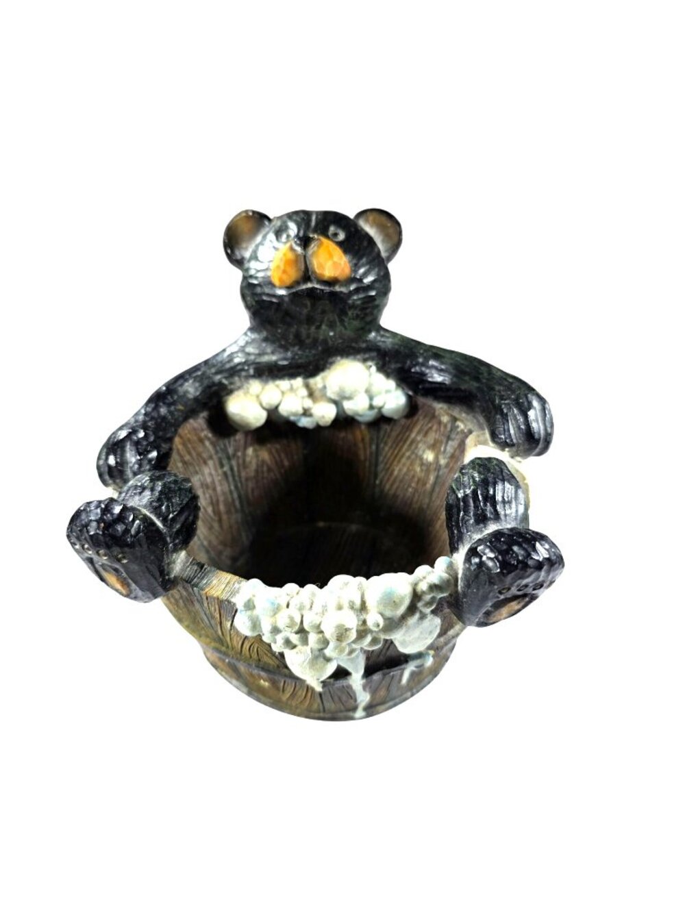 Bear Soap Dish Planter Trinket Holder Bath Rustic anthropomorphic Barrel